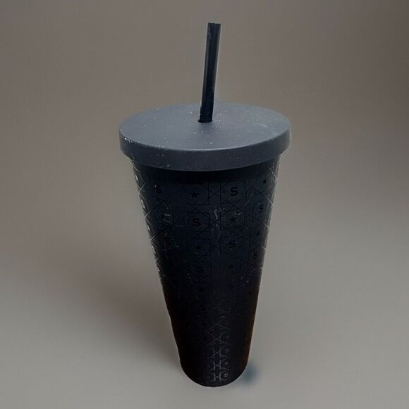Starbucks Other - Starbucks Coffee 2017 Matte Black “S” Pattern Acrylic Cold Tumbler Travel